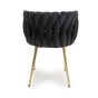 Bridgfstone Black Brushed Velvet Accent Dining Chair – Gold Metal Frame (2pk)
