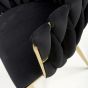 Bridgfstone Black Brushed Velvet Accent Dining Chair – Gold Metal Frame (2pk)