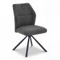 Lumiridge Charcoal Ribbed Fabric Swivel Dining Chair with Black Metal Legs (4pk) by Shankar | Style Our Home