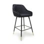 Cresworth Black Brushed Velvet Bar Stool with Gold Trim Legs (2pk)