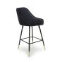 Cresworth Black Brushed Velvet Bar Stool with Gold Trim Legs (2pk)