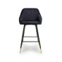 Cresworth Black Brushed Velvet Bar Stool with Gold Trim Legs (2pk)
