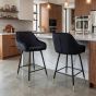 Cresworth Black Brushed Velvet Bar Stool with Gold Trim Legs (2pk) by Shankar | Style Our Home
