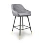 Cresworth Grey Brushed Velvet Bar Stool with Gold Trim Legs (2pk)