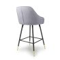 Cresworth Grey Brushed Velvet Bar Stool with Gold Trim Legs (2pk)