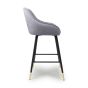 Cresworth Grey Brushed Velvet Bar Stool with Gold Trim Legs (2pk)