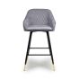Cresworth Grey Brushed Velvet Bar Stool with Gold Trim Legs (2pk)