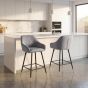 Cresworth Grey Brushed Velvet Bar Stool with Gold Trim Legs (2pk) by Shankar | Style Our Home