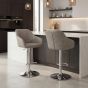 Carltmere Mink Leather Effect Swivel Bar Stool with Chrome Base (2pk) by Shankar | Style Our Home