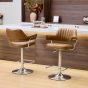 Carltmere Tan Leather Effect Swivel Bar Stool with Chrome Frame (2pk) by Shankar | Style Our Home
