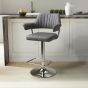 Carltmere Charcoal Leather Effect Swivel Bar Stool with Chrome Frame (2pk) by Shankar | Style Our Home