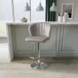 Carltmere Mink Brushed Velvet Swivel Bar Stool with Stainless Steel Base by Shankar | Style Our Home