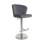 Carltmere Grey Brushed Velvet Swivel Bar Stool with Stainless Steel Base