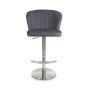 Carltmere Grey Brushed Velvet Swivel Bar Stool with Stainless Steel Base