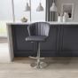 Carltmere Grey Brushed Velvet Swivel Bar Stool with Stainless Steel Base by Shankar | Style Our Home