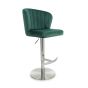 Carltmere Green Brushed Velvet Swivel Bar Stool with Stainless Steel Base