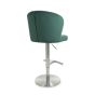 Carltmere Green Brushed Velvet Swivel Bar Stool with Stainless Steel Base