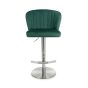 Carltmere Green Brushed Velvet Swivel Bar Stool with Stainless Steel Base