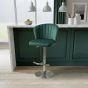 Carltmere Green Brushed Velvet Swivel Bar Stool with Stainless Steel Base by Shankar | Style Our Home