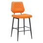 Cortodon Orange Real Leather Bar Stool with Black Metal Frame (2pk)