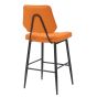 Cortodon Orange Real Leather Bar Stool with Black Metal Frame (2pk)