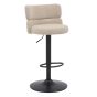 Meridston Cream Upholstered Adjustable Swivel Bar Stool with Black Base (2pk)
