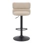 Meridston Cream Upholstered Adjustable Swivel Bar Stool with Black Base (2pk)
