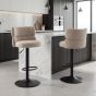 Meridston Cream Upholstered Adjustable Swivel Bar Stool with Black Base (2pk) by Shankar | Style Our Home