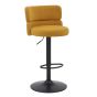 Meridston Mustard Upholstered Adjustable Swivel Bar Stool with Black Base (2pk)