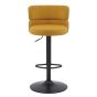 Meridston Mustard Upholstered Adjustable Swivel Bar Stool with Black Base (2pk)