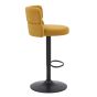 Meridston Mustard Upholstered Adjustable Swivel Bar Stool with Black Base (2pk)