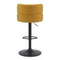 Meridston Mustard Upholstered Adjustable Swivel Bar Stool with Black Base (2pk)