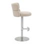 Meridston Cream Upholstered Adjustable Swivel Bar Stool with Chrome Base