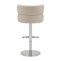 Meridston Cream Upholstered Adjustable Swivel Bar Stool with Chrome Base
