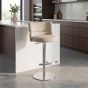 Meridston Cream Upholstered Adjustable Swivel Bar Stool with Chrome Base by Shankar | Style Our Home
