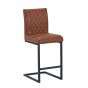 Ainslvell Tuscan Tan Leather Effect Cross Stitch Bar Stool with Black Metal Frame