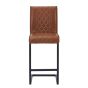 Ainslvell Tuscan Tan Leather Effect Cross Stitch Bar Stool with Black Metal Frame