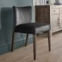 Turin Dark Oak Upholstered Gun Metal Dining Chair (a pair) - Style Our Home