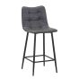 Norwoford Grey Leather Look Upholstered Bar Stool with Black Metal Frame