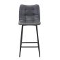 Norwoford Grey Leather Look Upholstered Bar Stool with Black Metal Frame