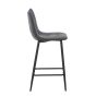 Norwoford Grey Leather Look Upholstered Bar Stool with Black Metal Frame