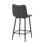 Norwoford Grey Leather Look Upholstered Bar Stool with Black Metal Frame