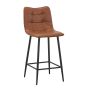 Norwoford Tuscan Tan Leather Look Upholstered Bar Stool with Black Metal Frame