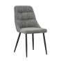 Aurelmore Grey Chenille Fabric Dining Chair with Black Metal Legs (2pk)