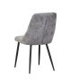 Aurelmore Grey Chenille Fabric Dining Chair with Black Metal Legs (2pk)