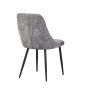 Aurelmore Grey Chenille Fabric Dining Chair with Black Metal Legs (2pk)