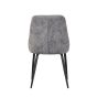 Aurelmore Grey Chenille Fabric Dining Chair with Black Metal Legs (2pk)
