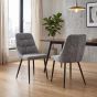 Aurelmore Grey Chenille Fabric Dining Chair with Black Metal Legs (2pk) by Shankar | Style Our Home