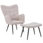 Roscside Light Brown Bouclé Armchair with Matching Footstool
