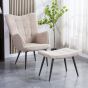 Roscside Light Brown Bouclé Armchair with Matching Footstool by Shankar | Style Our Home